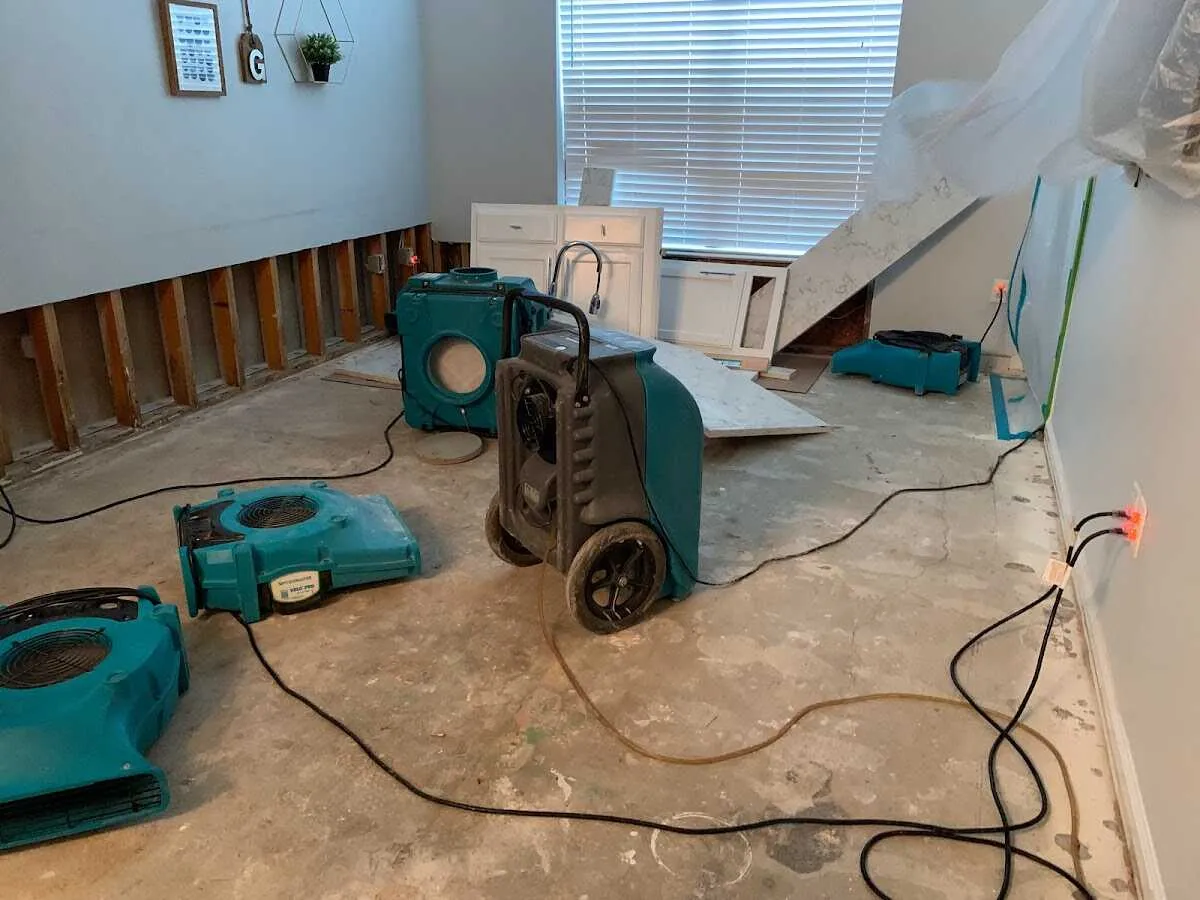Dehumidifier in flood-cut room for Water Extraction & Removal in Des Moines